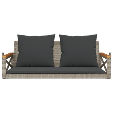 Bancă de balansoar cu perne, gri, 109x62x40 cm, poliratan - Img 4