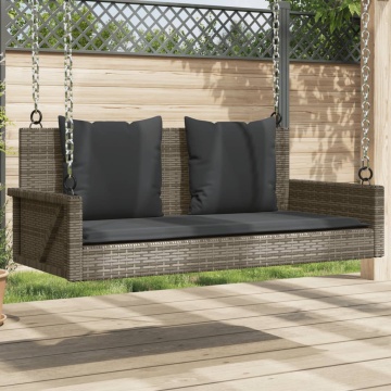 Bancă de balansoar cu perne, gri, 119x56x48 cm, poliratan - Img 1