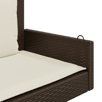 Bancă de balansoar cu perne, maro, 119x56x48 cm, poliratan - Img 6