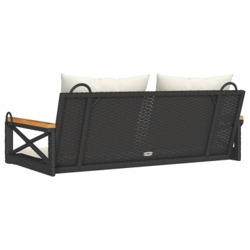 Bancă de balansoar cu perne, negru, 109x62x40 cm, poliratan - Img 5
