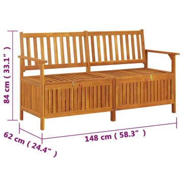Bancă de depozitare, 148 cm, lemn masiv de acacia - Img 7