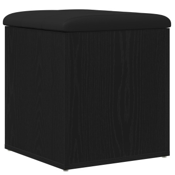 Bancă de depozitare Negru Stejar 40x40x45 cm Lemn stratificat - Img 2