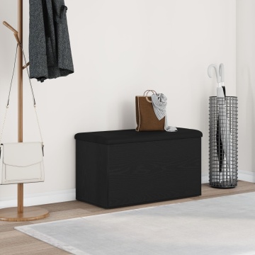 Bancă de depozitare Negru Stejar 80x40x45 cm Lemn compus - Img 1