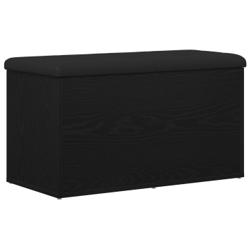 Bancă de depozitare Negru Stejar 80x40x45 cm Lemn compus - Img 2