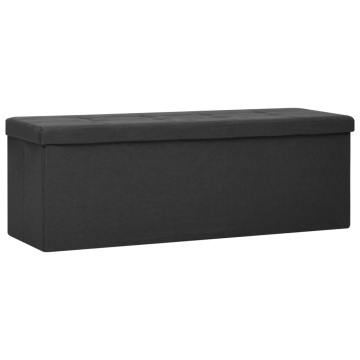 Bancă de depozitare pliabilă, negru, imitație de pânză - Img 2
