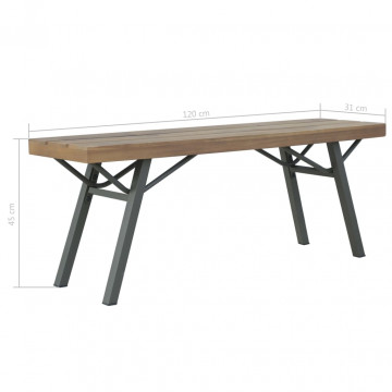 Bancă de grădină, 120 cm, lemn masiv de acacia - Img 5