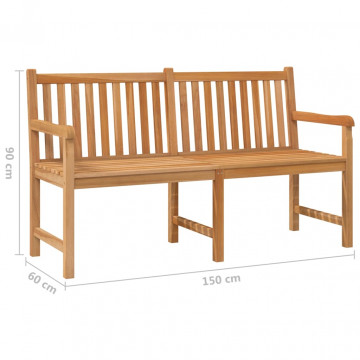 Bancă de grădină, 150 cm, lemn masiv de tec - Img 6