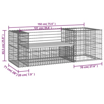 Bancă de grădină & coș gabion, lemn de pin tratat - Img 7