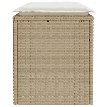 Bancă de grădină cu pernă Bej 110x40x44 cm polirattan - Img 8