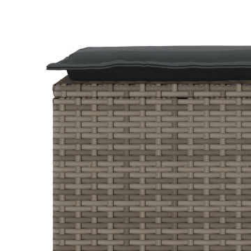 Bancă de grădină cu pernă gri 110x40x44 cm polirattan - Img 6
