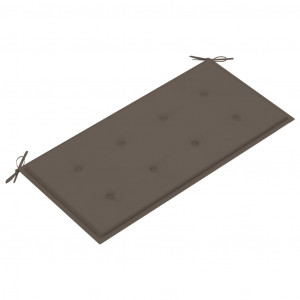 Bancă de grădină, cu pernă gri taupe, 112 cm, lemn masiv de tec - Img 8