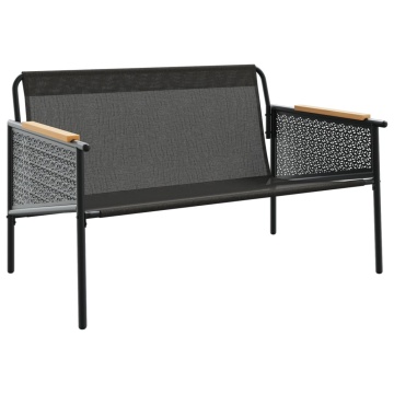 Bancă de grădină cu perne, negru, 116 cm, oțel - Img 8