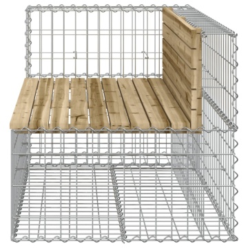 Bancă de grădină design gabion 122x71x65,5cm lemn pin impregnat - Img 4