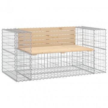 Bancă de grădină, design gabion, 143x71x65,5cm, lemn masiv pin - Img 2
