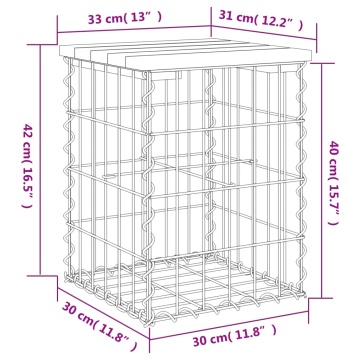 Bancă de grădină, design gabion, 33x31x42 cm, lemn masiv de pin - Img 7