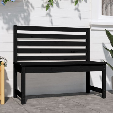 Bancă de grădină, negru, 109 cm, lemn masiv de pin - Img 3