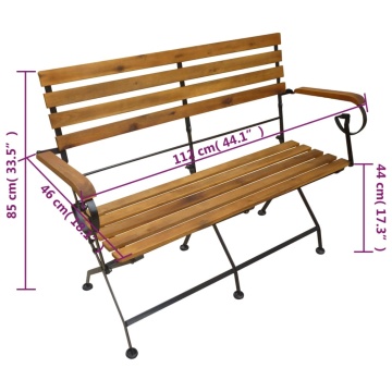 Bancă de grădină pliabilă, 112 cm, lemn masiv de acacia - Img 5