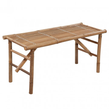 Bancă de grădină pliabilă cu pernă, 118 cm, bambus - Img 2