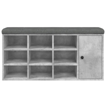 Bancă de pantofi, gri beton, 102x32x50 cm, lemn prelucrat - Img 8