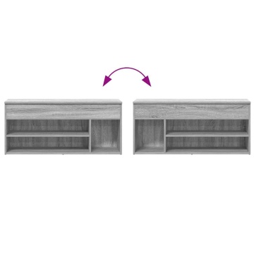 Bancă de pantofi, gri sonoma, 102x30,5x45 cm, lemn prelucrat - Img 7