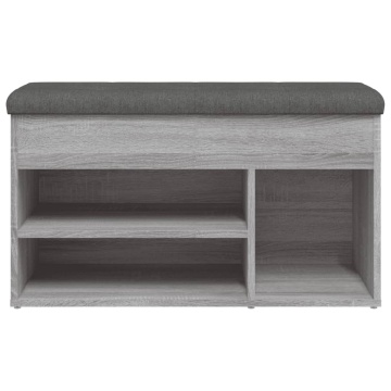 Bancă de pantofi, gri sonoma, 82x32x45,5 cm, lemn prelucrat - Img 5
