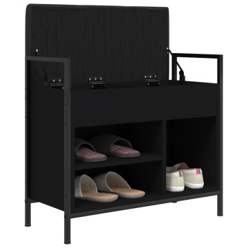 Bancă de pantofi, negru, 65,5x32x57,5 cm, lemn prelucrat - Img 4