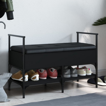 Bancă de pantofi, negru, 85,5x42x57,5 cm, lemn prelucrat - Img 1