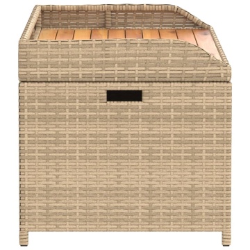 Bancă depozitare grădină, bej mix 100x50x52 cm poliratan/acacia - Img 8