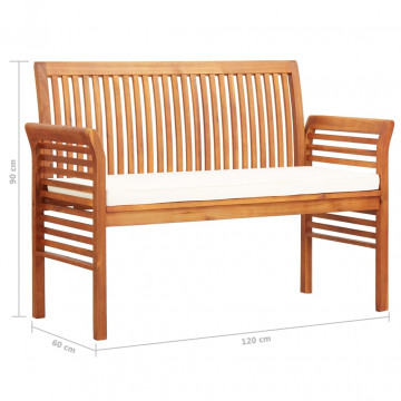 Bancă grădină cu 2 locuri &amp; pernă, 120 cm, lemn masiv acacia - Img 6