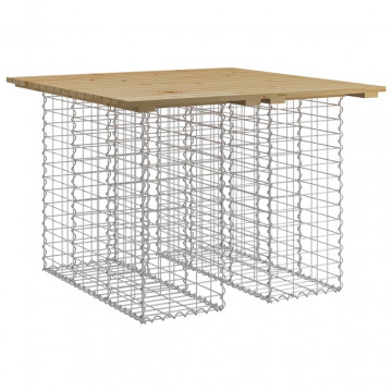 Bancă grădină, design gabion, 100x102x72 cm, lemn pin impregnat - Img 2