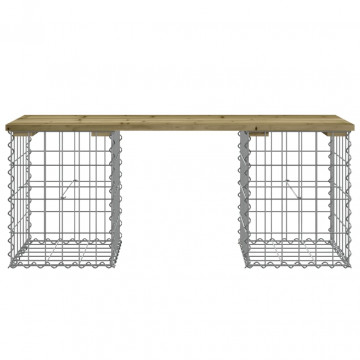 Bancă grădină, design gabion, 103x31x42 cm, lemn pin impregnat - Img 8