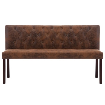 Bancă, maro, 148,5 cm, velur ecologic - Img 3