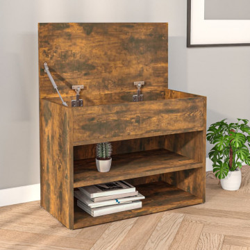 Bancă pentru pantofi stejar fumuriu 60x30x45 cm lemn prelucrat - Img 1