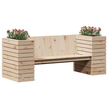 Banchetă cu jardiniere, 167,5x60x65 cm, lemn masiv de pin - Img 4