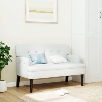Banchetă cu spătar, alb, 112x65,5x75 cm piele ecologică - Img 1