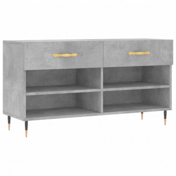 Bancheta pantofar, gri beton, 102x35x55 cm, lemn prelucrat - Img 2