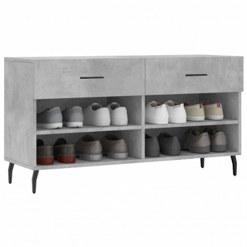 Bancheta pantofar, gri beton, 102x35x55 cm, lemn prelucrat - Img 3
