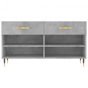 Bancheta pantofar, gri beton, 102x35x55 cm, lemn prelucrat - Img 5