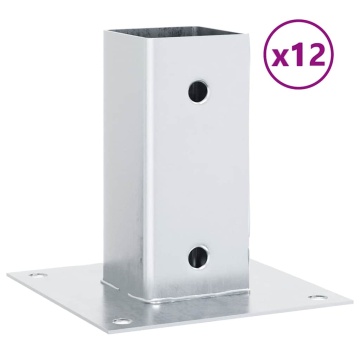Baze stâlp pătrate 12 buc Argintiu 71x71 mm Oțel galvanizat - Img 2