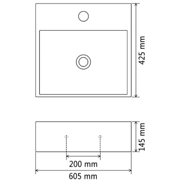 Bazin cu orificiu robinet ceramică, 60,5x42,5x14,5 cm, negru - Img 5