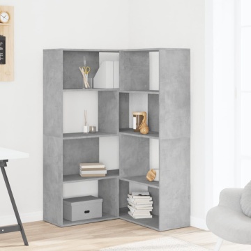 Bibliotecă 4 niveluri gri beton 85x85x140 cm lemn prelucrat - Img 3