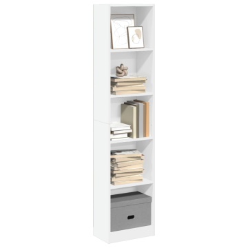 Bibliotecă, alb, 40x24x176 cm, lemn prelucrat - Img 1