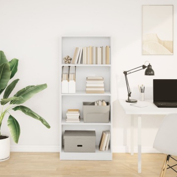 Bibliotecă, alb, 60x24x143 cm, lemn prelucrat - Img 3