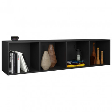 Bibliotecă/Comodă TV, negru, 36 x 30 x 143 cm, PAL - Img 6