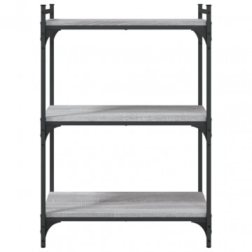 Bibliotecă cu 3 niveluri gri sonoma 60x30x86 cm lemn compozit - Img 4