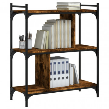 Bibliotecă cu 3 niveluri, stejar fumuriu, 76x32x88 cm, lemn - Img 3