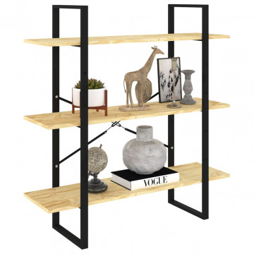 Bibliotecă cu 3 rafturi, 100x30x105 cm, lemn masiv de pin - Img 3