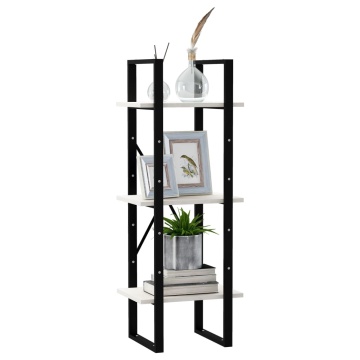 Bibliotecă cu 3 rafturi, alb, 40x30x105 cm, lemn masiv de pin - Img 3
