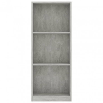 Bibliotecă cu 3 rafturi, gri beton, 40x24x108 cm, PAL - Img 4