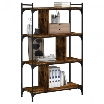 Bibliotecă cu 4 niveluri, stejar fumuriu, 76x32x123 cm, lemn - Img 3